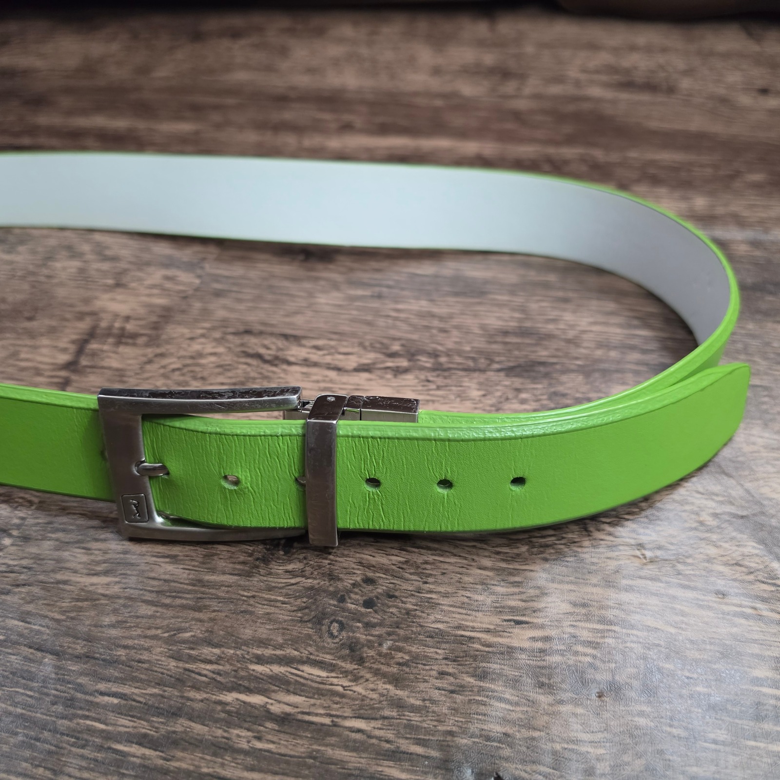 Pga Tour Reversible Belt Mens 40 Green White Genuine Leather Golf Swivel Buckle